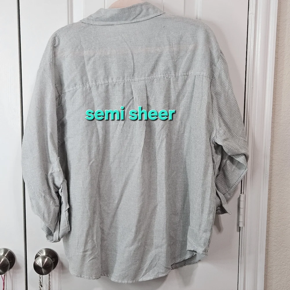 Eden & Olivia White and Green Striped Button-Down Shirt - Picture 6 of 8